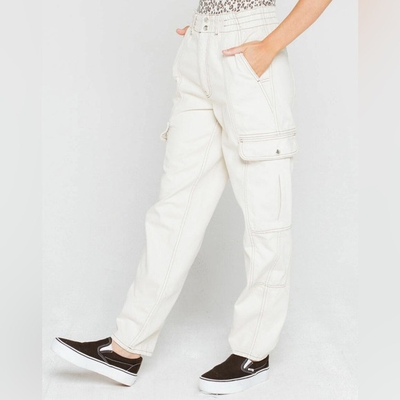 Urban‎ Outfitters BDG Relaxed Skate Cargo Jean 27 Off White Ivory Baggy Utility - Picture 9 of 12
